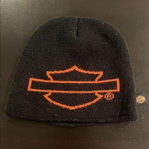 Harley-Davidson Black Knit Cap with Orange Emblem